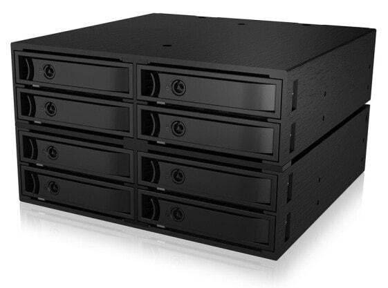 ICY BOX IB-2281MSK - 2x 5.25" - Storage drive tray - 2.5" - SATA II - SATA III - Black - Aluminium - Metal