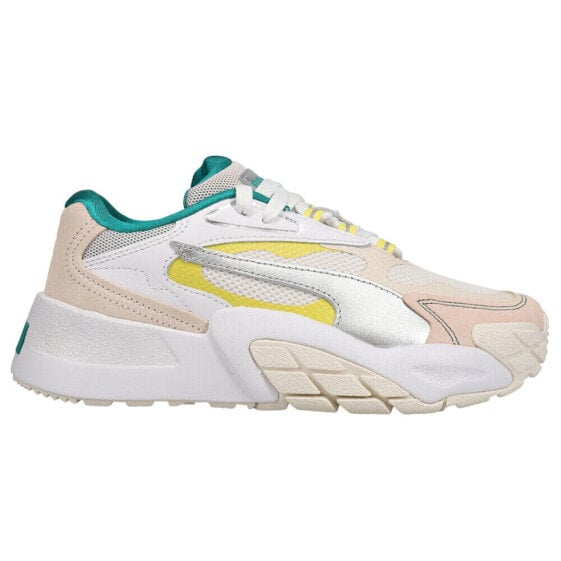 Puma Hedra Oq Lace Up Womens Blue, Off White, Pink, White, Yellow Sneakers Casu