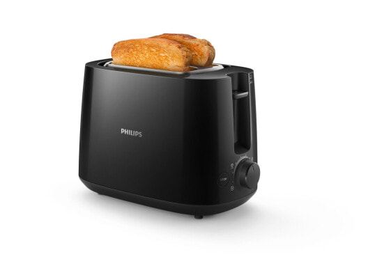 Philips Daily Collection HD2581/90 Toaster - 2 slice(s) - Black - Plastic - Rotary - China - 830 W