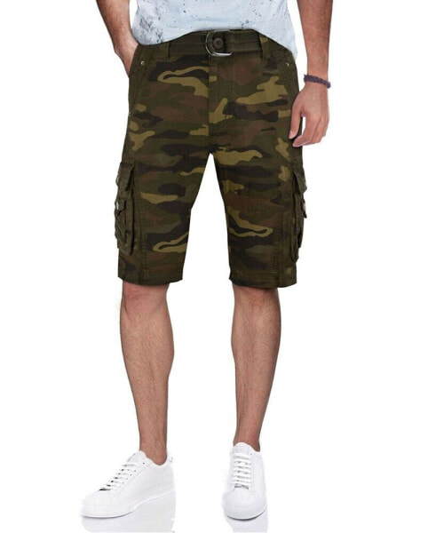 Men's Belted Snap Detail Cargo Shorts