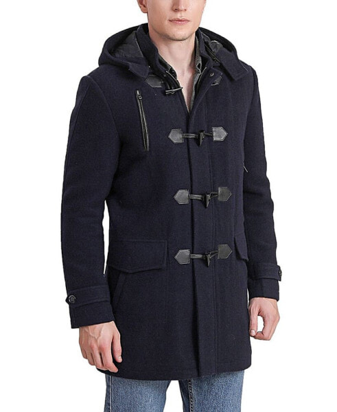 Men Tyson Wool Blend Leather Trimmed Toggle Coat - Big and Tall