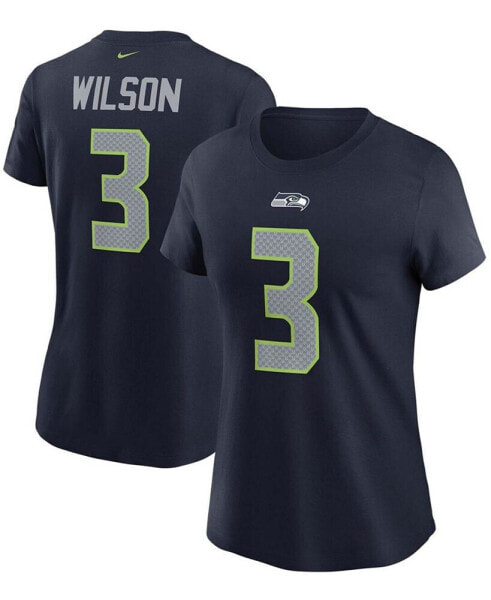 Women's Russell Wilson College Navy Seattle Seahawks Name Number T-shirt