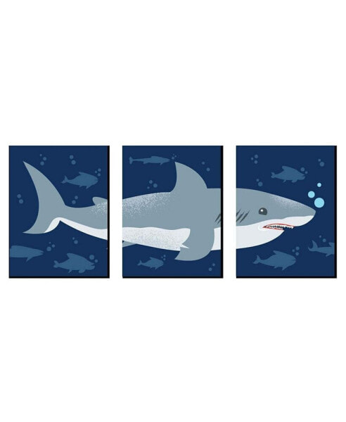 Shark Zone - Wall Art Room Decor - Gift Ideas - 7.5 x 10 inches Set of 3 Prints