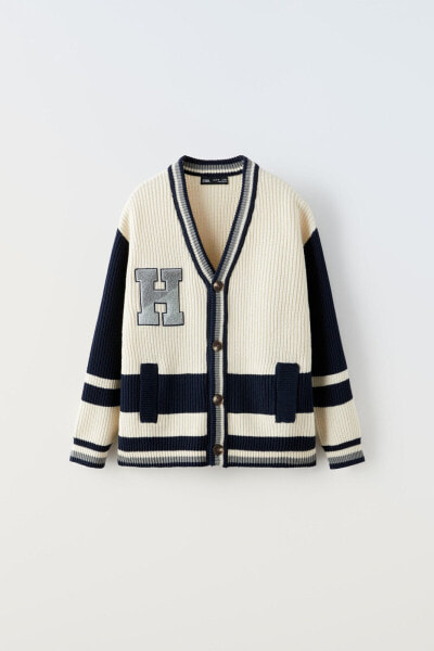 Knit varsity cardigan