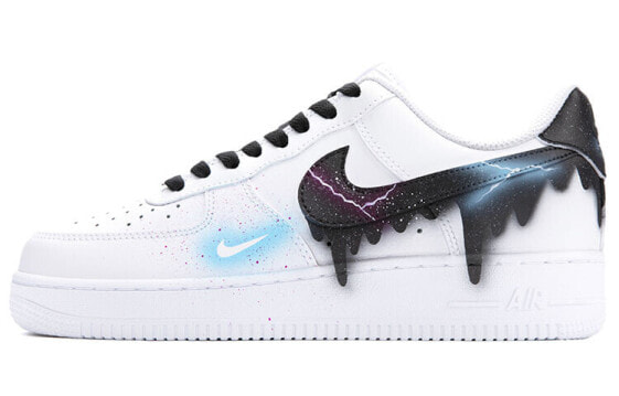 【定制球鞋】 Nike Air Force 1 Low 空军一号 夜空闪电 小飞钩 简约休闲 低帮 板鞋 男款 白黑蓝紫 / Кроссовки Nike Air Force CW2288-111