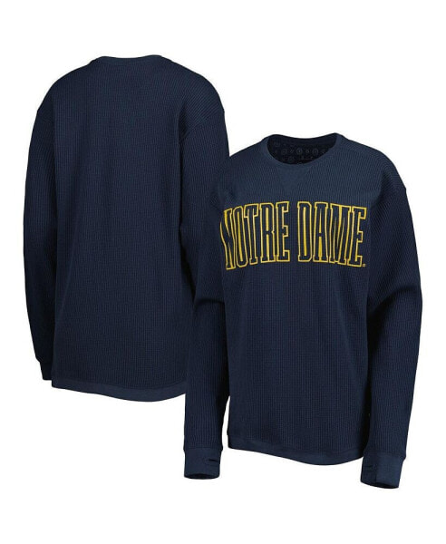Women's Navy Notre Dame Fighting Irish Surf Plus Size Southlawn Waffle-Knit Thermal Tri-Blend Long Sleeve T-shirt
