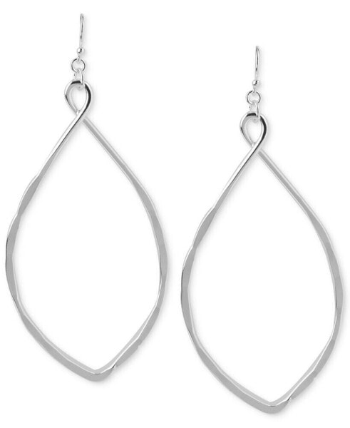 Silver-Tone Large Oval Drop Earrings