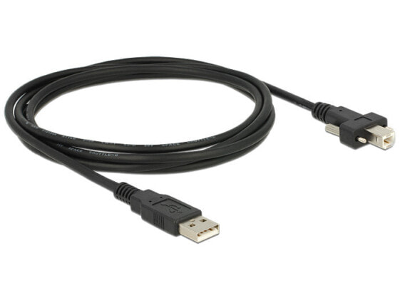 Delock 2m USB 2.0, 2 m, USB A, USB B, USB 2.0, Male/Male, Black