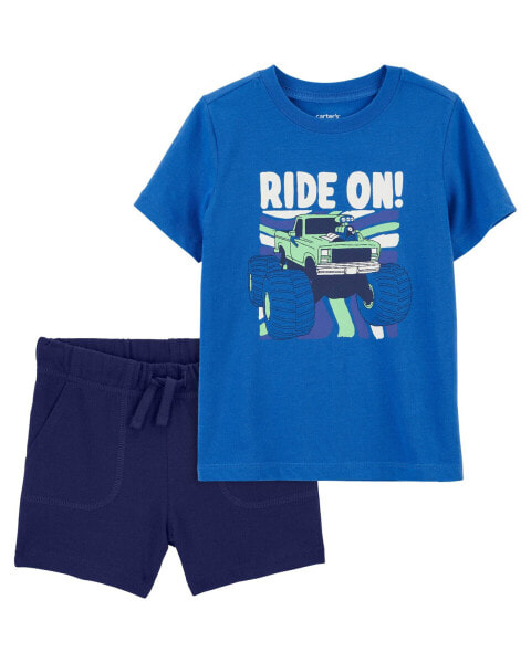 Toddler 2-Piece Ride On Graphic Tee & Pull-On Cotton Shorts Set 5T