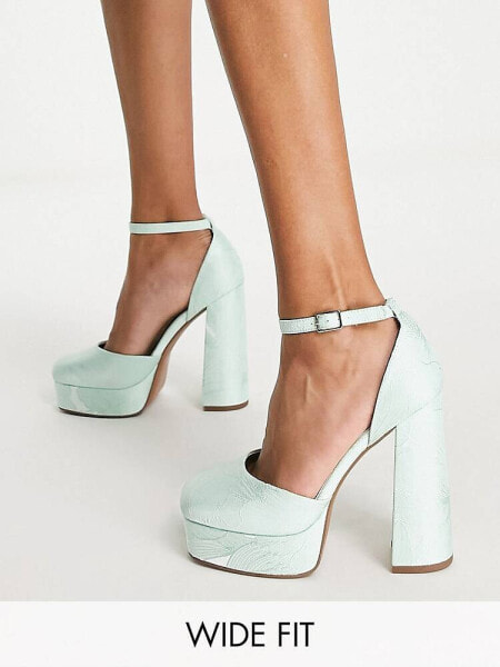 ASOS DESIGN Wide Fit Priority platform high heeled shoes in jaquard