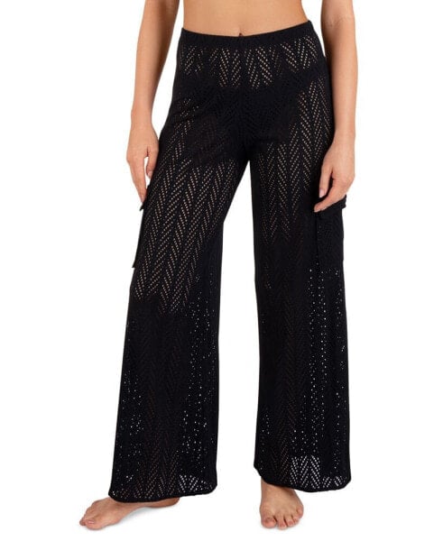Juniors' Crocheted Pull-On Cover-Up Beach Pants