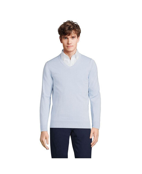 Men's Classic Fit Fine Gauge Supima Cotton V-neck Sweater