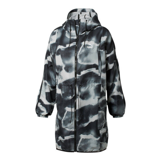 Puma Cloud Pack X Aop Parka Womens Black Coats Jackets Outerwear 596844-01