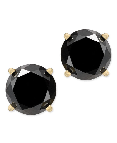 Серьги Macy's black Diamond Stud  2 ct 14k Gold