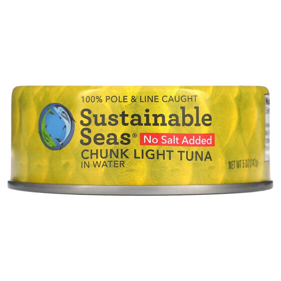 Sustainable Seas, Кусочки светлого тунца в воде, без добавления соли, 142 г (5 унций)