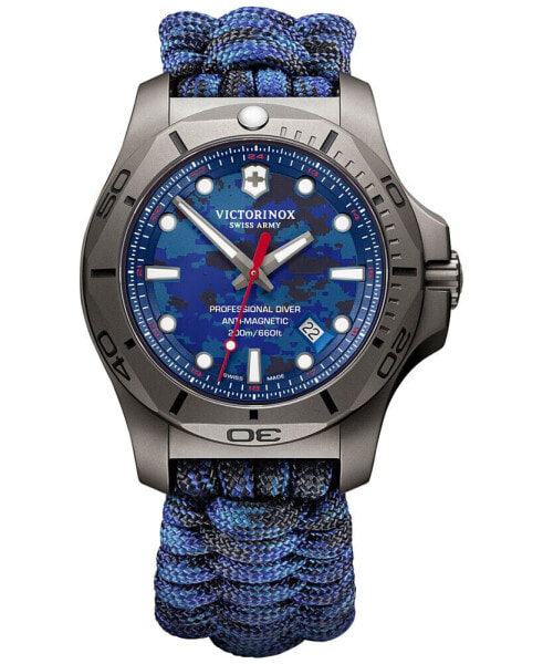 Men's Swiss I.N.O.X. Professional Diver Blue Paracord Strap Watch 45mm