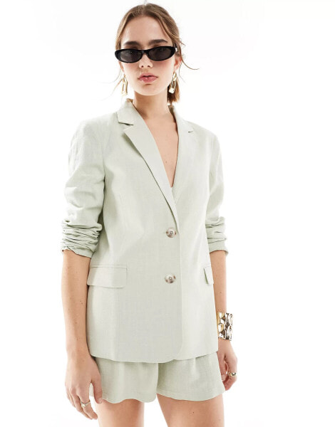 Miss Selfridge linen relaxed fit blazer co ord in sage