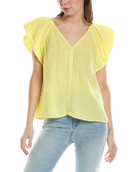 Velvet By Graham & Spencer Linen Top Women's Yellow Xl