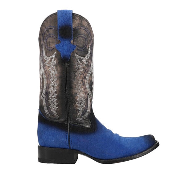 Ferrini Roughrider Embroidered Narrow Square Toe Cowboy Mens Blue Casual Boots