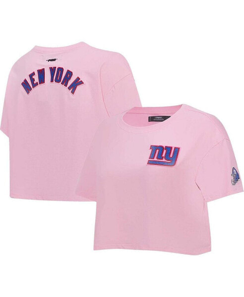 Women's Pink New York Giants Cropped Boxy T-shirt