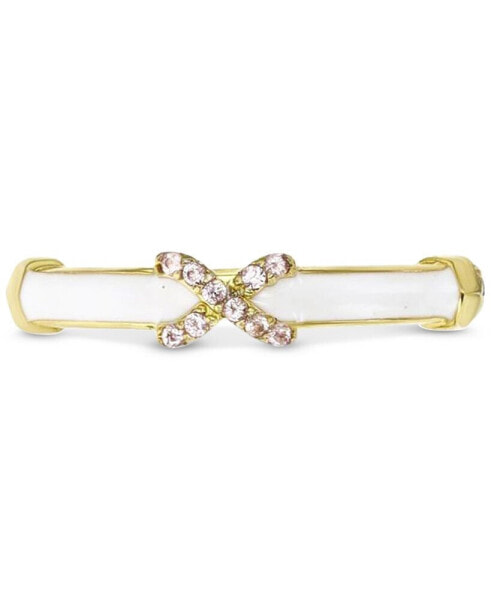 Cubic Zirconia & Enamel X Band in 14k Gold-Plated Sterling Silver