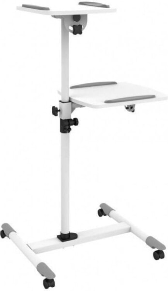 Techly Uniwersalny mobilny stolik z dwiema półkami Bialy (309593)