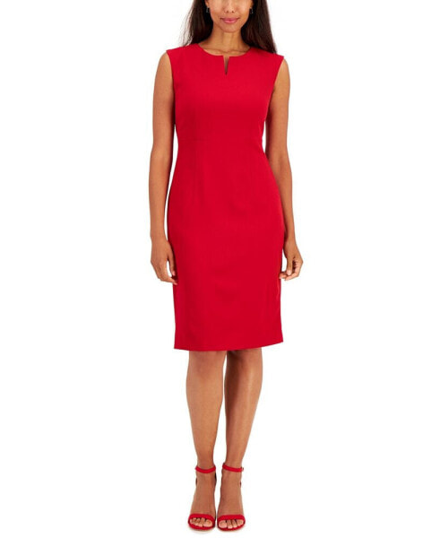 Notched-Neck Sheath Dress