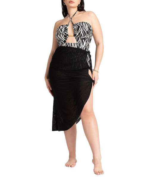 Plus Size Side Cutout Sarong - 14/16, Black