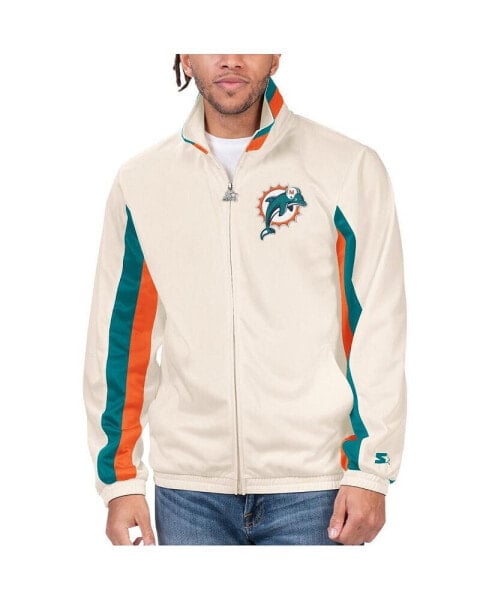 Men's White Distressed Miami Dolphins Vintage-Like Rebound Full-Zip Track Jacket