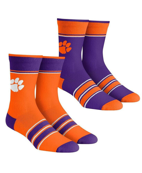 Men's and Women's Socks Clemson Tigers Multi-Stripe 2-Pack Team Crew Sock Set