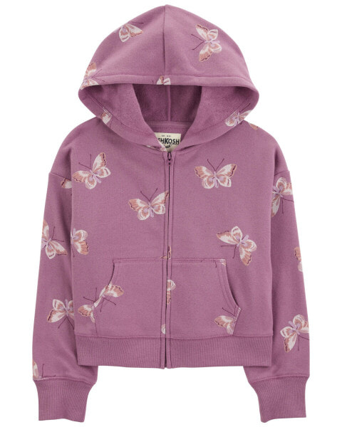 Kid Butterfly Print Fleece Jacket 10