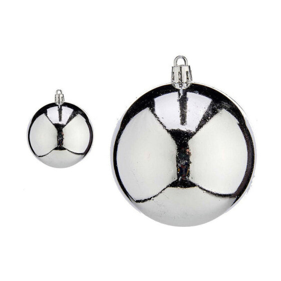 Christmas Baubles Ø 8 cm 16 Units Silver Plastic