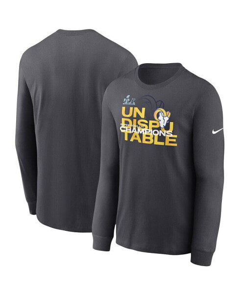 Men's Anthracite Los Angeles Rams Super Bowl LVI Champions Slogan Long Sleeve T-shirt