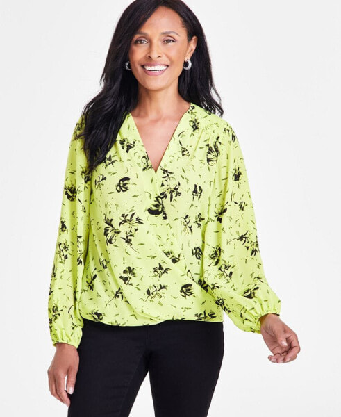 Women's Printed Surplice Top, XS-3X, Created for Macy's