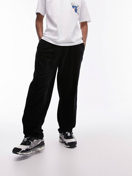 Topman ribbed balloon jogger in black