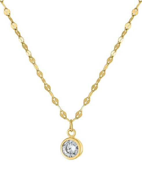 Giani Bernini cubic Zirconia Bezel Solitaire Pendant Necklace in 18k Gold-Plated Sterling Silver, 16" + 2" extender, Created for Macy's