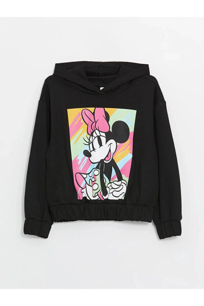 LCW Kids Minnie Mouse Baskılı Uzun Kollu Kız Çocuk Hoodie