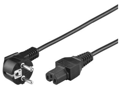 Wentronic Angled Connection Cable with hot-condition coupler - 2 m - Black - 2 m - Power plug type F - C15 coupler - H05RN-F3G - 250 V