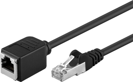 Wentronic CAT 5e Extension Cable F/UTP - black - 1m - 1 m - Cat5e - F/UTP (FTP) - RJ-45 - RJ-45