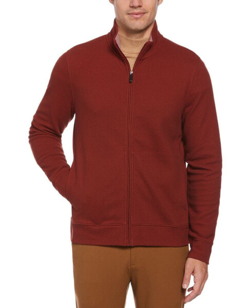 Men's Waffle-Knit Full-Zip Sweater