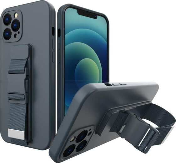 Hurtel Rope case żelowe etui ze smyczą łańcuszkiem torebka smycz iPhone 13 mini granatowy