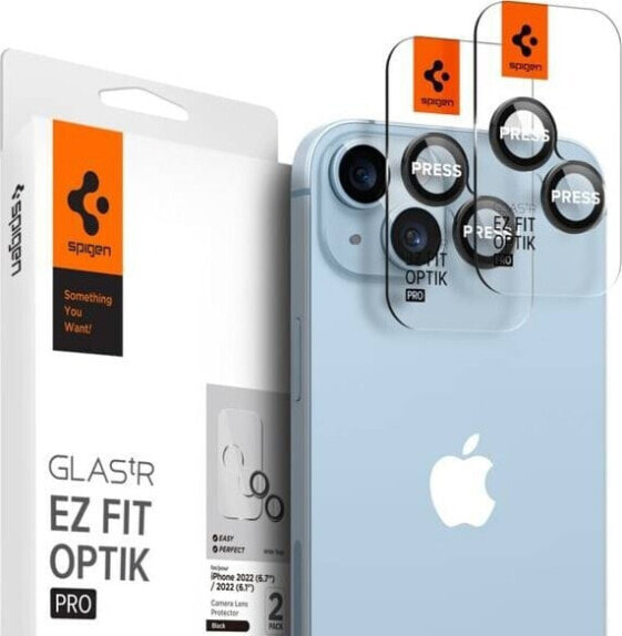 Spigen Szkło hartowane na aparat Spigen Optik.tr ez Fit Camera Protector Apple iPhone 14/14 Plus Black [2 PACK]