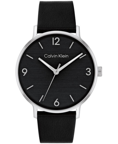 Men's Modern Black Leather Watch 42mm