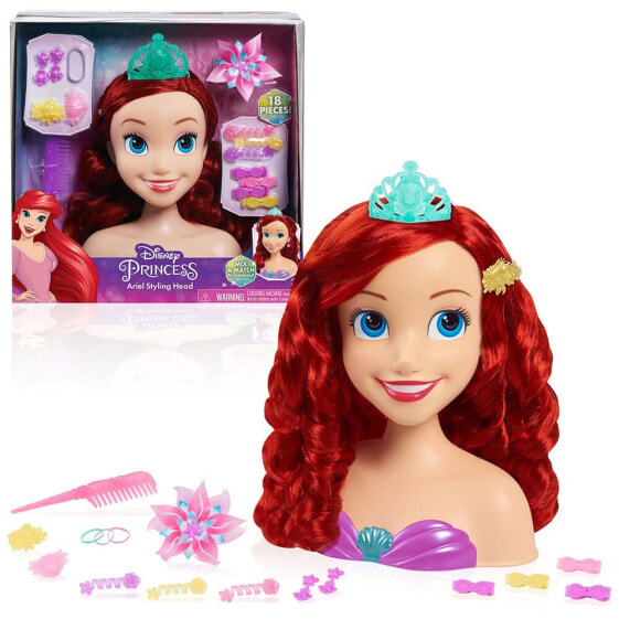 JUST PLAY Disney Princess The Little Mermaid Ariel Styling Head With 18 Accessories doll