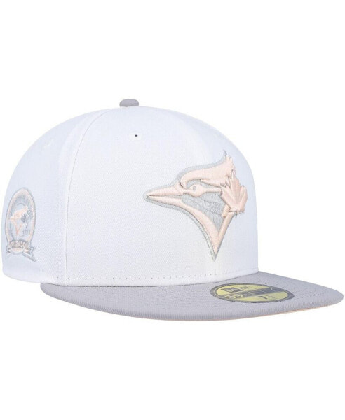 Men's White, Gray Toronto Blue Jays 40th Anniversary Side Patch Peach Undervisor 59FIFTY Fitted Hat