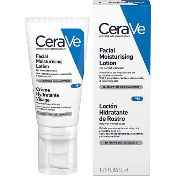 CeraVe Facial Moisturizing Lotion Увлажняющий лосьон с керамидами, ниацинамидом и гиалуроновой кислотой, для сухой и нормальной кожи 52 мл
