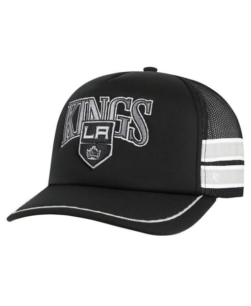 Men's Black Los Angeles Kings Sideband Stripes Trucker Snapback Hat