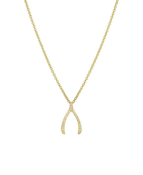 Diamond 14K Gold Wishbone Necklace