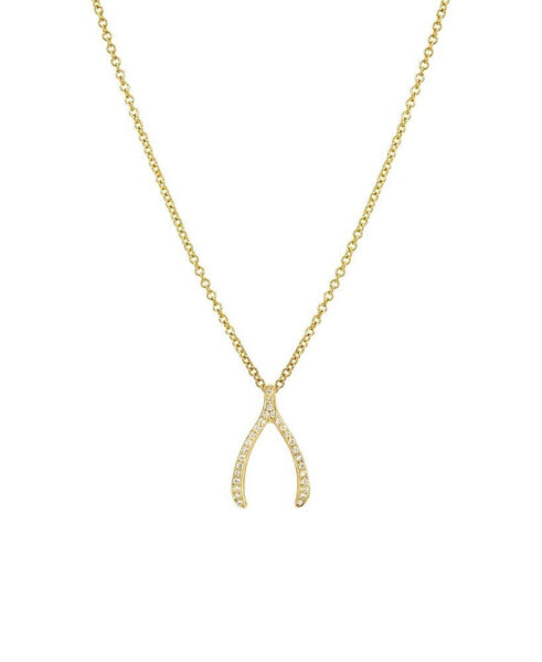 Zoe Lev diamond 14K Gold Wishbone Necklace