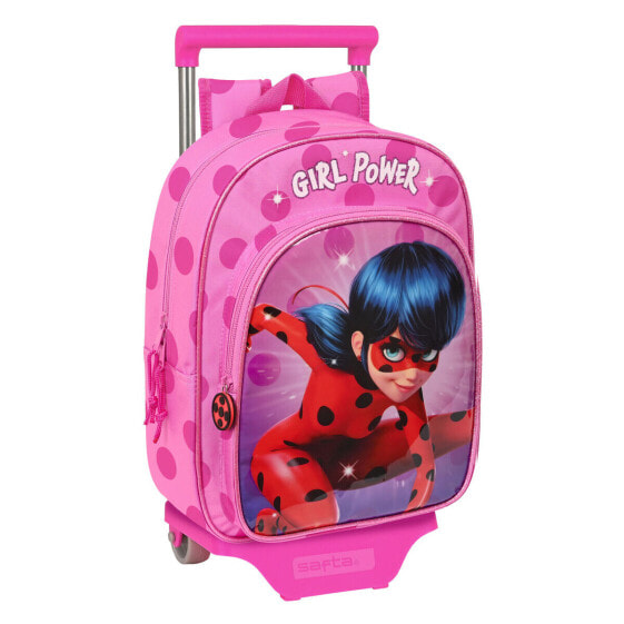 Школьный рюкзак с колесиками Lady Bug Фуксия (26 x 34 x 11 cm)
